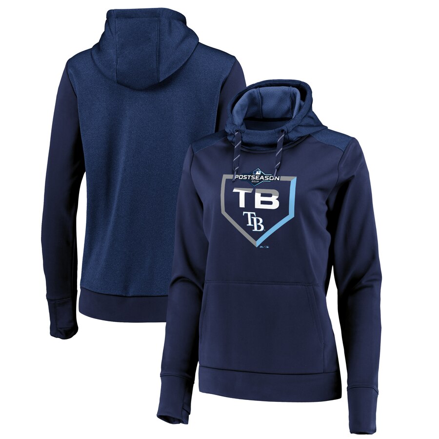 Women's Tampa Bay Rays Majestic Navy 2019 Postseason Dugout Authentic Pullover Hoodie(Runs Small)